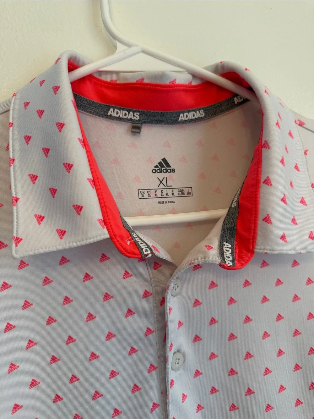 Adidas Ultimate365 Performance Golf Polo with pink adidas logos